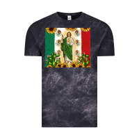 Cloud Black San Judas with Mexican Flag Vintage Tee - JahusDesignShop