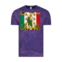 Cloud Purple San Judas with Mexican Flag Vintage Tee - JahusDesignShop