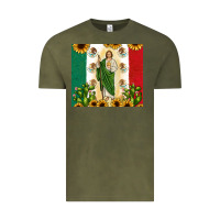 Vintage Olive San Judas with Mexican Flag Vintage Tee - JahusDesignShop