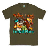Army Green Falling Leaves Football Please Classic Tee - LillyAllenDesigns