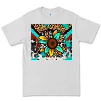 Dove Grey turquoise gemstone sunflower Premium Tee - Zillion Design Studio