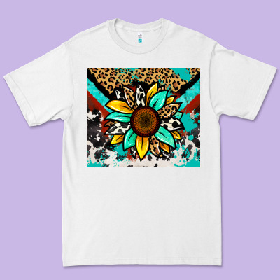 Turquoise Gemstone Sunflower Premium Tee Designed By Zillion Design Studio