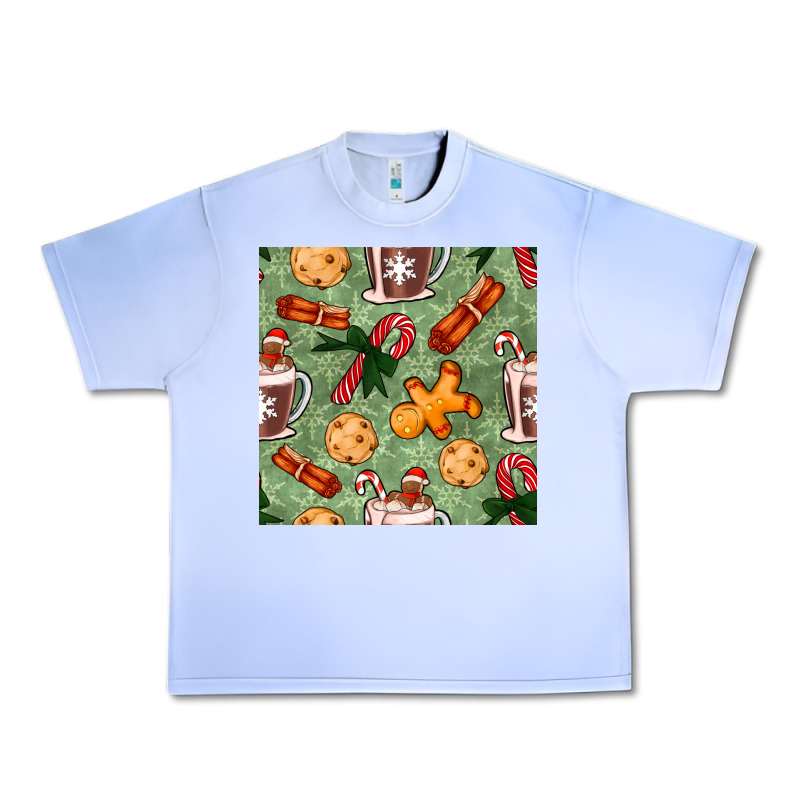 Christmas Hot Chocolate And Cookies Seamless Pattern Urban Heavy Tee by BundleAndBundleShop | Teevron
