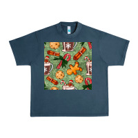 Midnight Navy christmas hot chocolate and cookies seamless pattern Urban Heavy Tee - BundleAndBundleShop