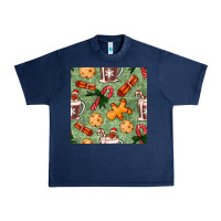 Navy christmas hot chocolate and cookies seamless pattern Urban Heavy Tee - BundleAndBundleShop