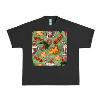Pigment Black christmas hot chocolate and cookies seamless pattern Urban Heavy Tee - BundleAndBundleShop
