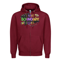 Burgundy ı have boundary ıssues Zipper Hoodie - MaliasSmallBusiness