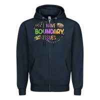 Navy ı have boundary ıssues Zipper Hoodie - MaliasSmallBusiness