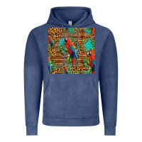 Vintage Denim macaw parrot seamless pattern Vintage Hoodie - HRA Design Shop