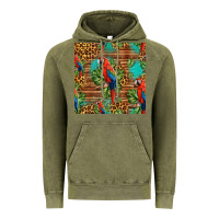 Vintage Olive macaw parrot seamless pattern Vintage Hoodie - HRA Design Shop