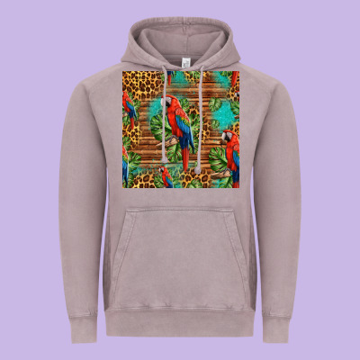 Macaw Parrot Seamless Pattern Vintage Hoodie Designed By Hra Design Shop