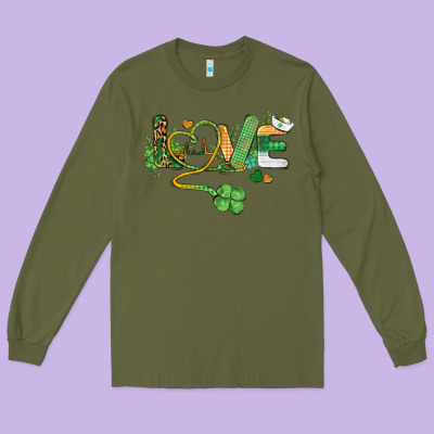 St. Patricks Day Nurse Love Medical Love Long Sleeve Tee Designed By Barkaloodesign