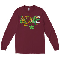 Burgundy st. patricks day nurse love medical love Long Sleeve Tee - BarkalooDesign