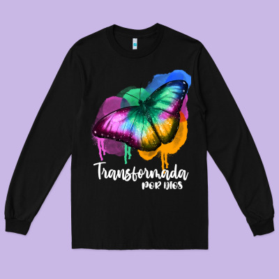 Transformada Por Dios Long Sleeve Tee Designed By Jahusdesignshop