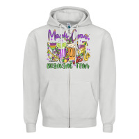 Dove Grey mardi gras drinking team Zipper Hoodie - MaliasSmallBusiness