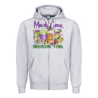 Heather Grey mardi gras drinking team Zipper Hoodie - MaliasSmallBusiness
