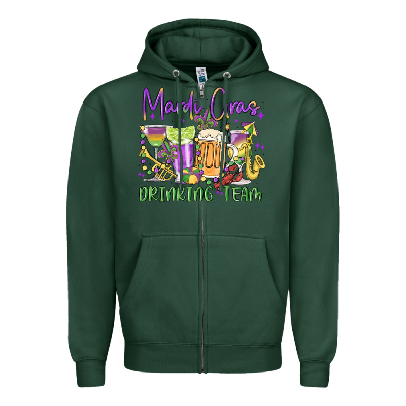 Mardi Gras Drinking Team Zipper Hoodie by MaliasSmallBusiness | Teevron