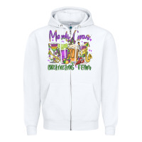 White mardi gras drinking team Zipper Hoodie - MaliasSmallBusiness