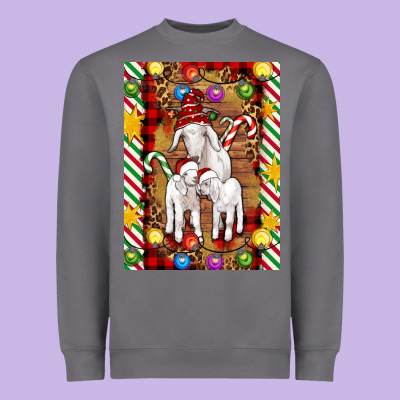 Christmas Goat Family Heavyweight Sweatshirt Designed By Artiststas