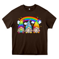 Chocolate Brown rainbow gnomes Heavy Core Tee - Zillion Design Studio