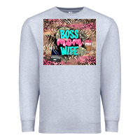 Heather Grey boss mom wife Premium Sweatshirt - LillyAllenDesigns