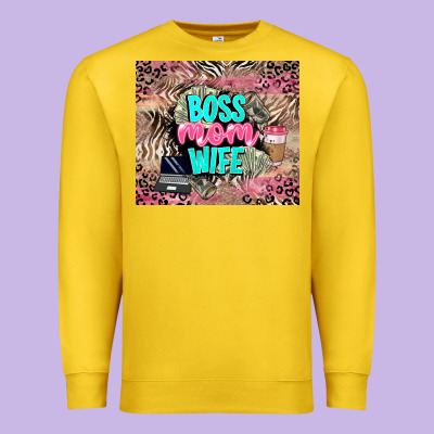 Boss Mom Wife Premium Sweatshirt Designed By Lillyallendesigns
