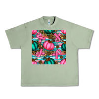 Oil Green breast cancer awareness with pumpkins seamless pattern Urban Heavy Tee - BundleAndBundleShop