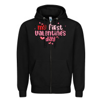 Black my first valentines day Zipper Hoodie - MaliasSmallBusiness