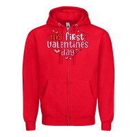 Red my first valentines day Zipper Hoodie - MaliasSmallBusiness
