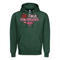 Sports Green my first valentines day Zipper Hoodie - MaliasSmallBusiness