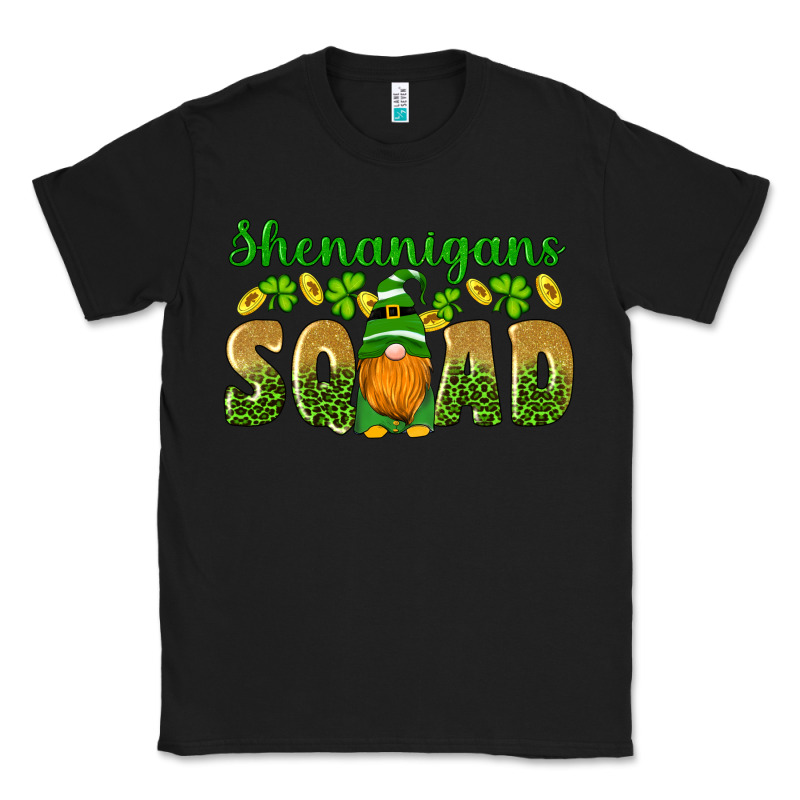 Shenanigans Squad Gnomes Shamrock Gold Leopard Glitter Classic Tee by Artiststas | Teevron