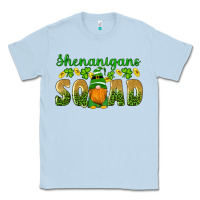 Dusty Blue shenanigans squad gnomes shamrock gold leopard glitter Classic Tee - Artiststas
