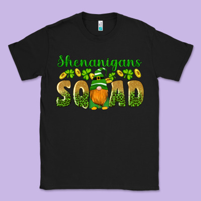 Shenanigans Squad Gnomes Shamrock Gold Leopard Glitter Classic Tee Designed By Artiststas