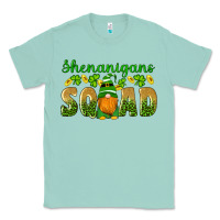 Seafoam shenanigans squad gnomes shamrock gold leopard glitter Classic Tee - Artiststas