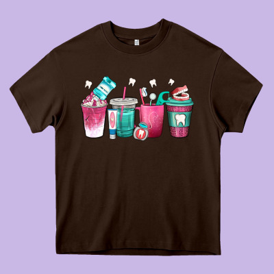 Dentist Coffee Cups Heavy Core Tee Designed By Texasbilliewilder