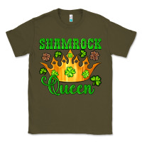 Army Green shamrock queen crown leopard glitter Classic Tee - Artiststas