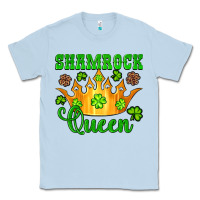 Dusty Blue shamrock queen crown leopard glitter Classic Tee - Artiststas