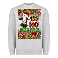 Heather Grey Christmas Ho Ho Ho Heifer Heavyweight Sweatshirt - Artiststas