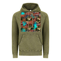 Vintage Olive hunting deer american flag seamless pattern Vintage Hoodie - HRA Design Shop