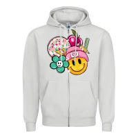 Dove Grey smiley face and school elementary Zipper Hoodie - MaliasSmallBusiness