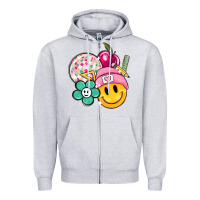 Heather Grey smiley face and school elementary Zipper Hoodie - MaliasSmallBusiness