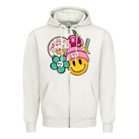 Oatmeal Heather smiley face and school elementary Zipper Hoodie - MaliasSmallBusiness