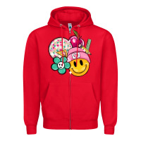 Red smiley face and school elementary Zipper Hoodie - MaliasSmallBusiness