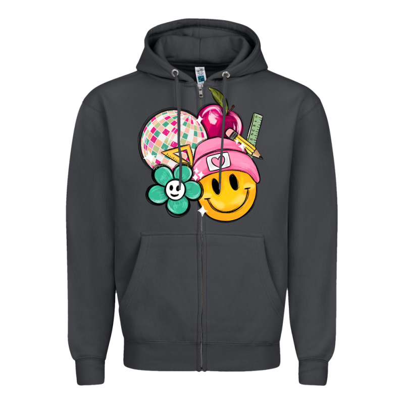 Smiley Face And School Elementary Zipper Hoodie by MaliasSmallBusiness | Teevron