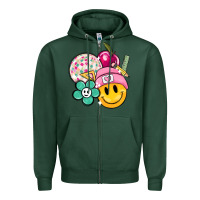 Sports Green smiley face and school elementary Zipper Hoodie - MaliasSmallBusiness