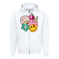 White smiley face and school elementary Zipper Hoodie - MaliasSmallBusiness