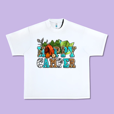 Happy Camper With Trees And Map Urban Heavy Tee Designed By Adodesignshop