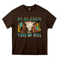 Chocolate Brown do no harm take no bull western Heavy Core Tee - texasbilliewilder