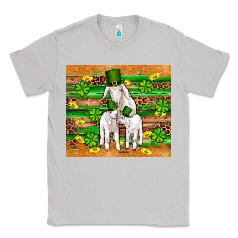 St Patricks Goat Family Shamrock Gold Serape Leopard Glitter Wooden Tu Classic Tee by Artiststas | Teevron
