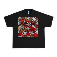 Black christmas snow crystals with plaid seamless pattern Urban Heavy Tee - BundleAndBundleShop